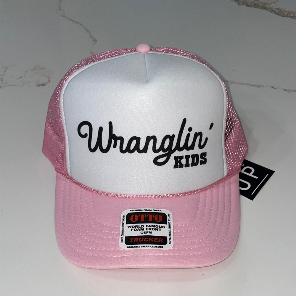 Wranglin Kids pink and white trucker hat NWT | OS